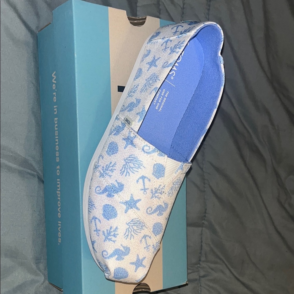 Toms Blue Sea Life Slip-Ons